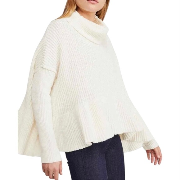 FREE PEOPLE Ivory Ribbed Oversized Super Slouchy Layer Cake Cowl Neck S… - Picture 11 of 11